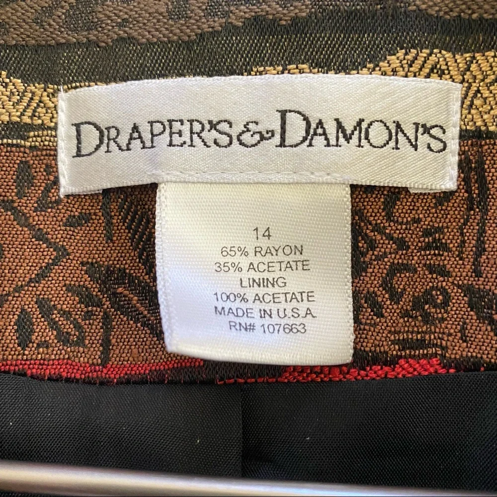 Vintage Draper’s & Damon’s Womens Boho Western Button Front Blazer Size 14